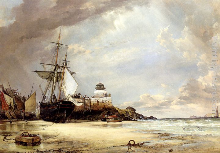 The Pier And Bay Of St. Ives, Cornwall painting - Edward William Cooke The Pier And Bay Of St. Ives, Cornwall art painting